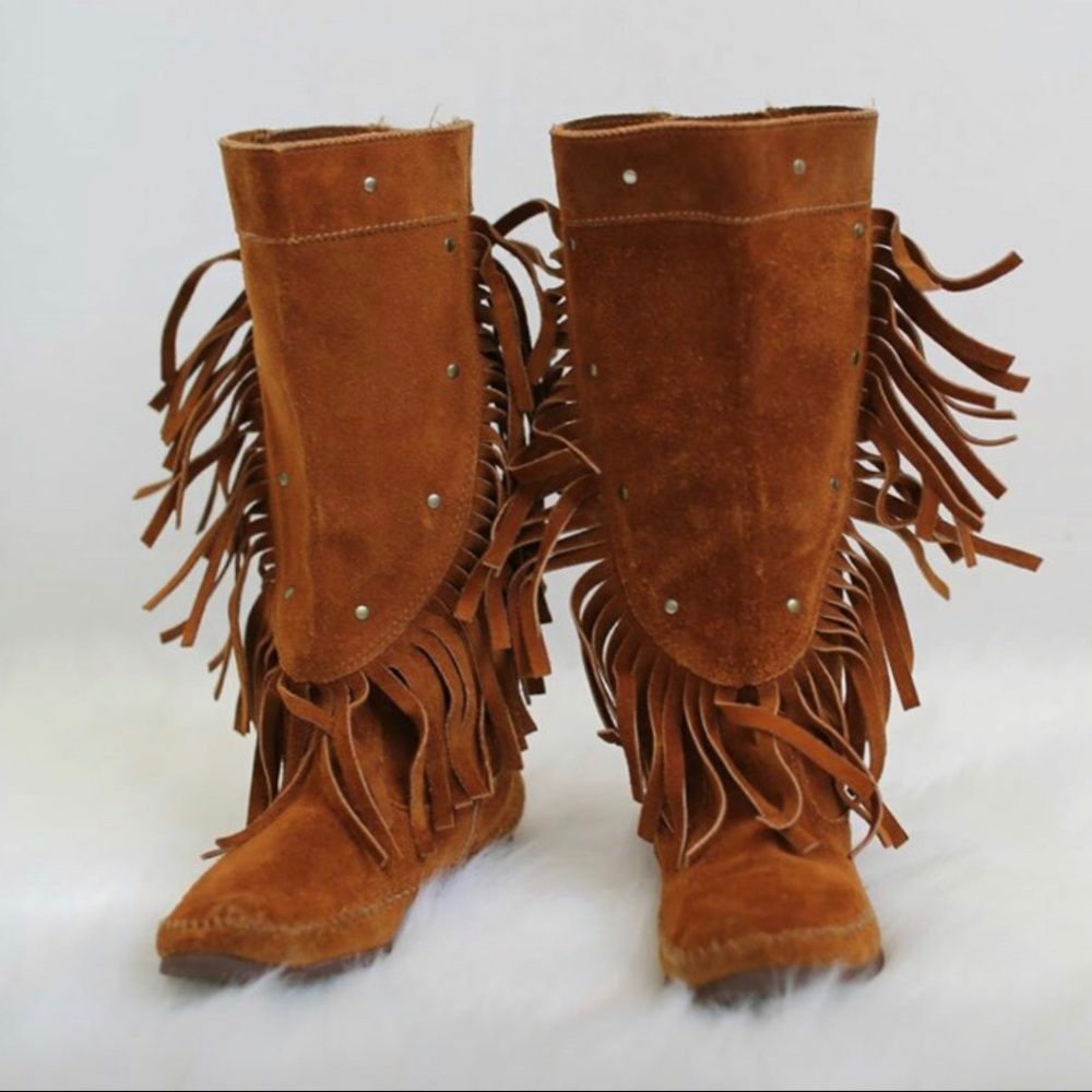 Vintage Minnetonka Suede Moccasin Mid Calf Boot